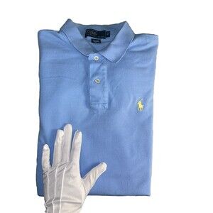 Polo Ralph Lauren Men’s Polo Embroidered Pony  Solid Blue Shirt Size Medium